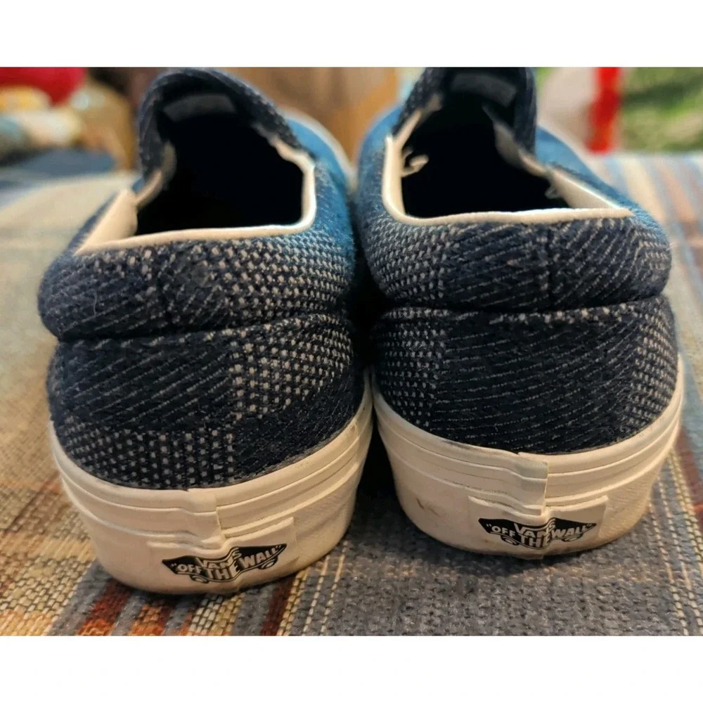 Unisex VANS DENIM CHECKERBOARD SLIP-ON Navy Blue (VN0A2Z41NVY) Size M 7.5 W 9